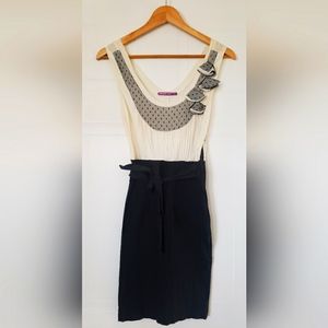 Cream & black stretchy dress